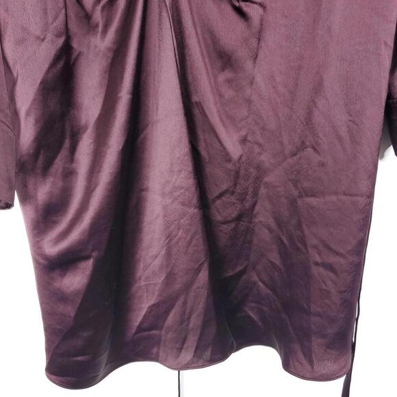 BR Dress Womens Small Silky Satin Deep Purple Tie Waist Gathered Front Event - Picture 5 of 13